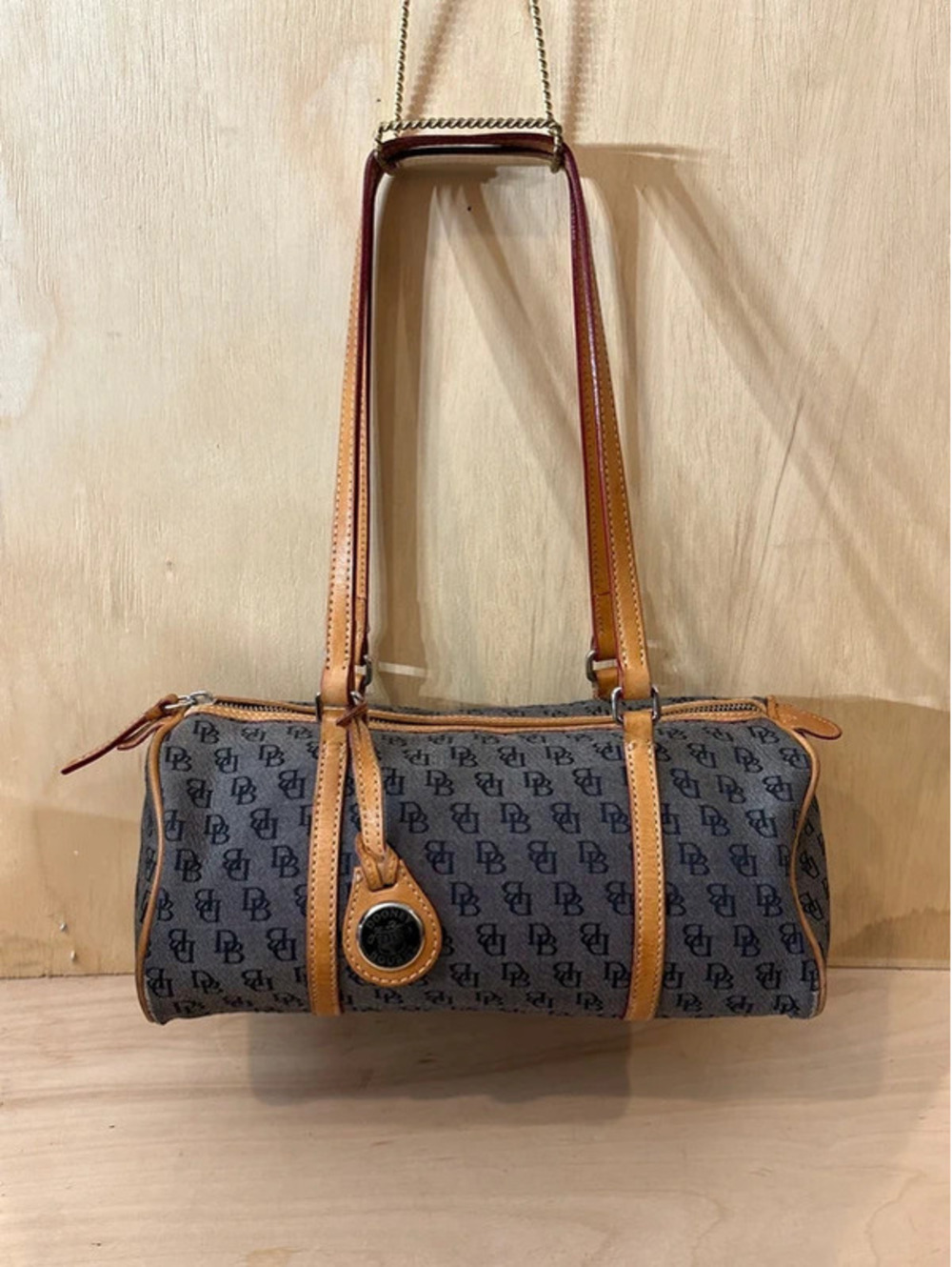 Vintage Y2K Dooney & Bourke Signature Monogram Barrel Bag